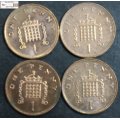 United Kingdom 1 Penny 1998x2/1999/2001 Coin (Four) EF40 Circulated
