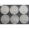 United Kingdom 5 Pence 3x1990/3x1991 (Six Coins) Circulated