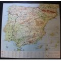 Vintage Map of the Iberian Peninsula Map of Spain and Portugal 1971, Folded, Medium sized.