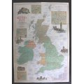 National Geographic A Travelers Map of the British Isles Poster Wall Map 1974