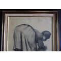 `Peasant Woman Bending Over` by Vincent van Gogh, Framed Print