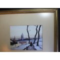 Lakeside Winter Scene Painting by Maurice Carville, Original