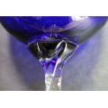 Tall Blue Goblet with Decorative Stem.