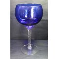 Tall Blue Goblet with Decorative Stem.