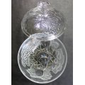 Pasabache Candy Glass Bowl with Lid, Gardenia Pattern, Made In Turkey.
