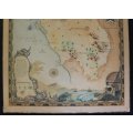 Cape Wine Lands Wine Farm Map - Malmesbury By Janice Ashby 1973 Blockmounted.