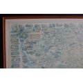 England Lakes and Fells Map by Geoffrey Coning Framed.
