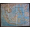 Vintage National Geographic Folded Map of South East Asia December 1968