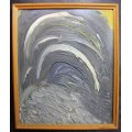 `hemispheres` an Original Oil Abstract Finger Painting By S Davies 1998