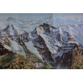Vintage Panorama Folded Map of Jungfraujoch Peak Switzerland