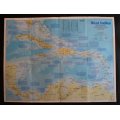 National Geographic Folded Map of the West Indies Nov 1987.