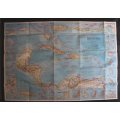 Vintage National Geographic Folded Map of Central America and the West Indies Jan 1970