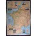 Vintage National Geographic Folded Map of France June 1971