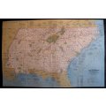 National Geographic Folded Map of The South East USA Oct 1975
