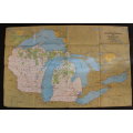 National Geographic Folded Map of the Great Lakes Region of America, August 1973.