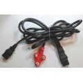 1 x Computer Dual Power Cable Dedicated Red Plug to 2 x Kettle IEC 15 Plug 1.8m