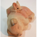 Sleeping Pig and Piglet Playing Ceramic Ornament