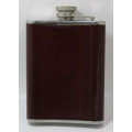 Vintage 6oz Stainless Steel Hip Flask with Leather Surround