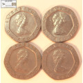 United Kingdom 20 Pence 1982x4 (Four Coins) Circulated