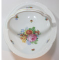 Porcelain Floral Patterned Fruit Bowl with Handle