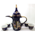 Beautiful Arabian Porcelain Dallah (Coffee Pot) and 6 Cups