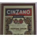 Vintage Cinzano Vermouth Bianco Special Framed Bar Mirror