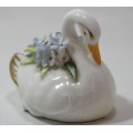 Vintage Adderley Bone China Swan with Flower Bouquet Miniature Ornament