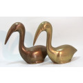 Pair Of Brass Plated Toucan Ornamental Figurines
