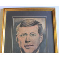 Framed Original Portrait of John F Kennedy by Walter Buchhorn 1999