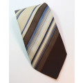Beige with Blue and Brown Stripes Classic Necktie Comme Soie by Cravateur