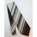 Beige with Blue and Brown Stripes Classic Necktie Comme Soie by Cravateur
