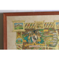 Framed Colour Pictorial Map of Liverpool