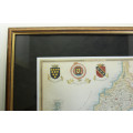 Framed Map of Cornwall by Thomas Moulle 1850