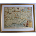 Saxton`s Map of Kent, Sussex, Surrey and Middlesex 1575 Framed Map British Museum Print
