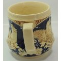 Vintage Wick-Werke Rhein Castles Stoneware Ornamental Mug in Cobalt Blue.