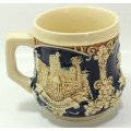 Vintage Wick-Werke Rhein Castles Stoneware Ornamental Mug in Cobalt Blue.