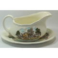 Vintage Alfred Meakin Famous Cottages Series Gravy Boat and Saucer