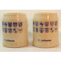 Pair of 1980`s 300ML Lufthansa Stoneware Beer Mugs