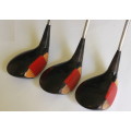 Vintage Golf Set of Ping Eye 2 Wooden Drivers, 1, 3 and 5 Black Dot by Karsten Mfg