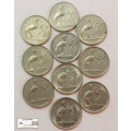 South Africa 5 Cent Coin 1977/1981/1983x2/1985/1988x5/ (Ten) Coins Circulated