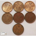 South Africa  2 Cent 1991x4/1993x2/1994x1 (Seven) Coins Circulated