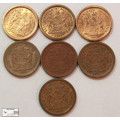 South Africa  2 Cent 1991x4/1993x2/1994x1 (Seven) Coins EF40 Circulated