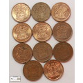 South Africa (Venda) 2 Cent 1996x5/1997x6 (Eleven) Coins EF40 Circulated