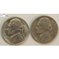 USA 5 Cents 1979 & 1985 (Two Coins) `Jefferson Nickel` Circulated