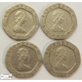 United Kingdom 20 Pence 1982x3/1983 (Four Coins) Circulated