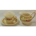 Vintage Small Creamer with Teacup and Saucer for Decorative Display
