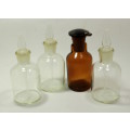 3 x Chemical Dropping Bottles with Pipette (No Rubber) & 1 x Amber Glass Bottle with Stopper