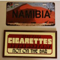 4 x Bar Signs and Mirrors - Namibia & Harley Davidson Plates & Cold Beer & Cigarettes