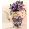 Repurposed Vintage Porcelain Teapot with Images of St James Includes Flowers