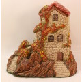 Vintage (Large) Miniature Three Storey Spanish Style Stone House in Amorphite Plaster Ornament